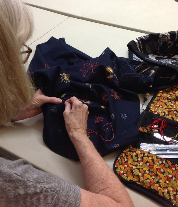 June's sashiko is progressing nicely