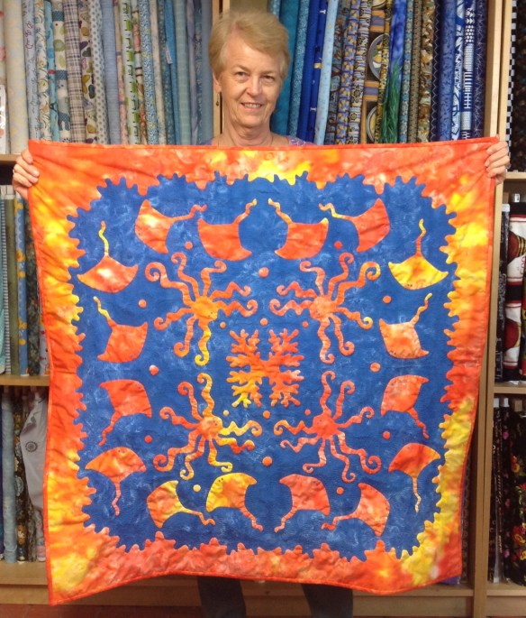 We've enjoyed watching Bev hand quilt this beauty for a while now and it was great to see it finished. An awesome example of reverse appliqué 